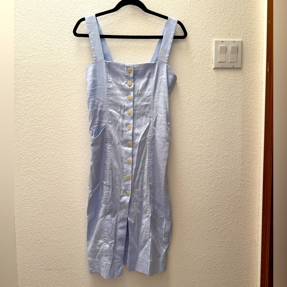 Babaton Sky Blue Midi Dress with Button Down Front *missing belt size 2